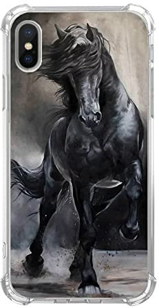 Black Horse Case for iPhone Xs/iPhone X, Cool Horse Animal Cover for Girls Boys Women Men, Unique Trendy TPU Bumper Cover Case for iPhone Xs/iPhone X