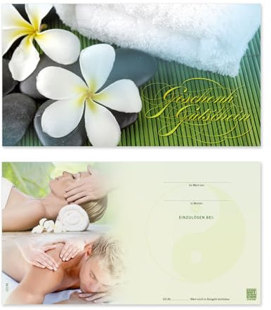 GESCHENKGUTSCHEINcom by POS-HAUER. 50 Gutscheine. Blanko zum Selberausfüllen. Für Kosmetiksalon Wellness Spa Massagen Beauty.