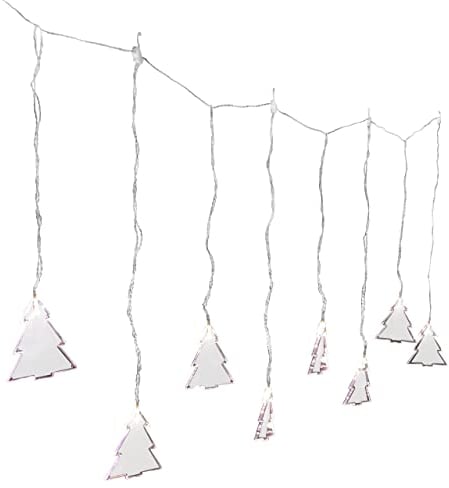 Raburg LED-Lichterkette Acrylvorhang Tannenbaum, 8 LEDs in WARM-WEIß, 110 cm lang,nur Indoor, Timer, batteriebetrieben, inkl. Batterien, mit 4 Befestigungshaken & 4 Saugnäpfe