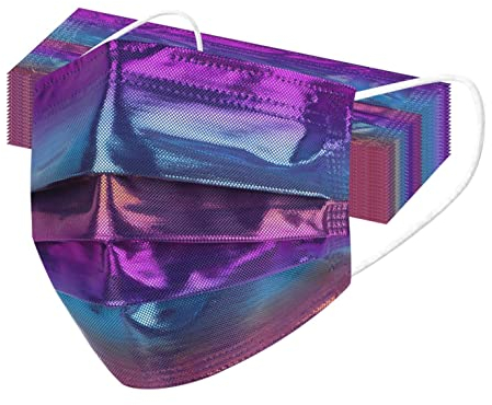 Lulupi 10-100Stück Erwachsene Einweg Mundschutz Glitzer Mund-Nasenschutz Atmungsaktiv 3-lagig Einmal Glitzermasken Glänzend MNS Maske Mode Abend Party Wedding Halstuch Schals Tücher für Damen Herren