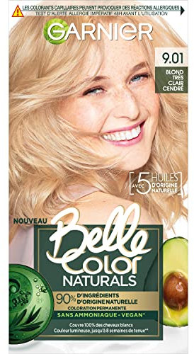 Garnier - Tinte permanente para el cabello sin amoníaco - 90% ingredientes naturales - Fórmula vegana - Beautiful Colour Naturals - Color: rubio ceniza muy claro (9.01)