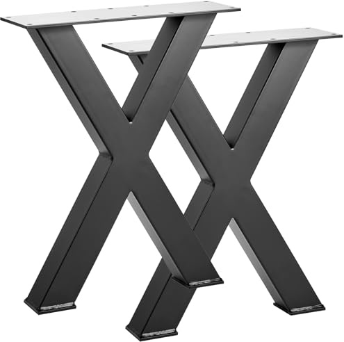 SOTECH 1 Paar (2 Stück) Bankgestelle X-Form Stahl schwarz matt 420 x 345 mm | Profil: 50 x 50 mm Tischgestelle Bankuntergestelle