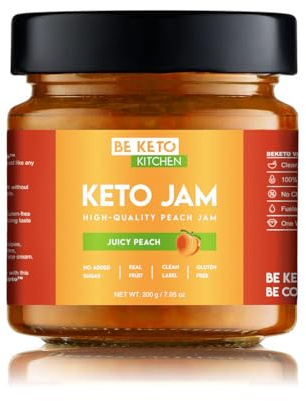 BeKeto Keto Marmelade - Juicy Peach 200g Low Carb Keto freundliche Marmelade vegan, glutenfrei, natürlich und absolut zuckerfrei.