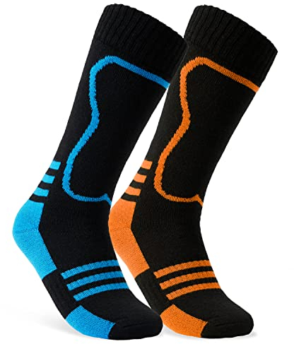 CityComfort Skisocken Set Kinder Wintersocken Snowboard Warme Thermo Funktionssocken Wintersport 5er oder 2er Pack 3-9 Jahren (27-31 EU, Schwarz-2 Pack)