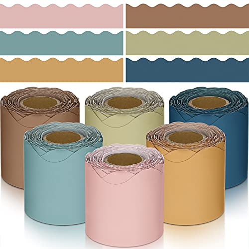 6 Rollen 60 m bunte Klassenzimmer-Bordüren für Pinnwand, gewellte Pinnwand-Ränder, Pinnwand-Dekorationen, Pinnwand-Bordüren für Klassenzimmer, Pinnwand-Dekoration (fortschrittliches Grau)