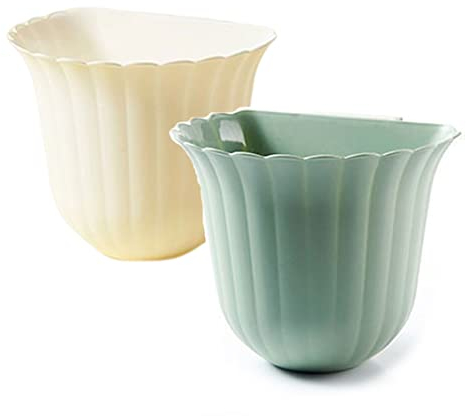 2 Stück Abfallbehälter zum Einhängen, Wandmontierter Mülleimer für die Küche, Auffangschale für Küchenabfälle zum Einhängen, Schranktür Hängende Mülltonne, Kleiner Mülleimer Küche (Grün+Weiß)