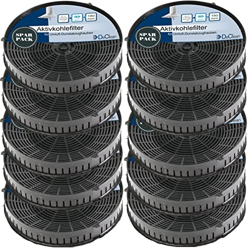 DeClean 10 Stück Aktivkohlefilter Filter Dunstabzugshaube kompatibel mit Elica cfc0140343 cfc0038668 AEG 4055171138 4055217501 Bauknecht Whirlpool 48400008824