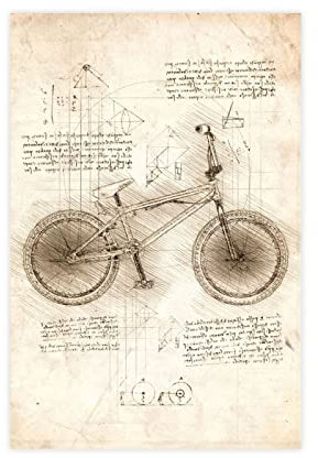 FISH DRAGATE Vintage-inspirierte Skizzen, Patent-BMX-Fahrrad, Leinwand, Poster, Schlafzimmer, Dekoration, Sport, Landschaft, Büro, Raumdekoration, Geschenk, Rahmen-Stil, 60 x 90 cm