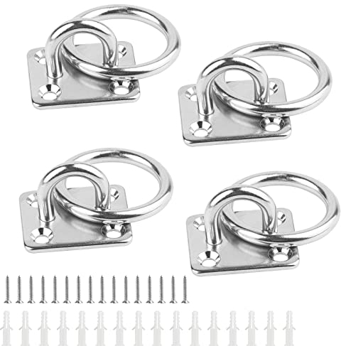 SWAWIS 4 Set Augplatte mit Ring, Edelstahl Decksplatte Augplatte mit Öse Augplatten Edelstahl Augenplatte Ösenplatte Ösen Halterung für Sonnensegel Befestigung Deckbeschläge für Boote