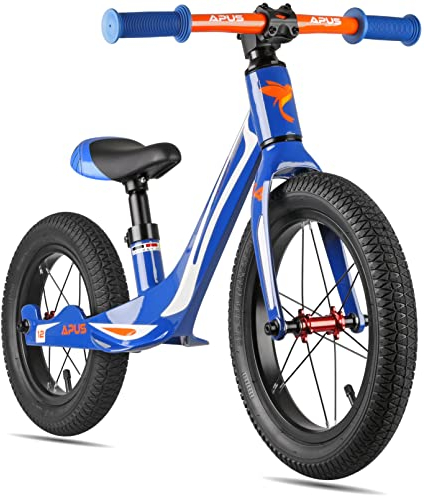 PROMETHEUS BICYCLES Laufrad ab 2 Jahre 3 Jungen und Mädchen | Premium Kinderlaufrad 14/12 Zoll Ultraleicht Magnesiumrahmen mit Fußstütze | Lenkeinschlagsbegrenzer | Modell APUS
