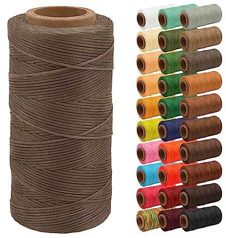 Uiopa Wachsfaden, 1mm x 200m Flacher Ledergarn Gewachst, Leder Nähen Faden Sattlergarn Gewachste für Nähprojekte, Reparatur, Buchbinden, DIY Basteln