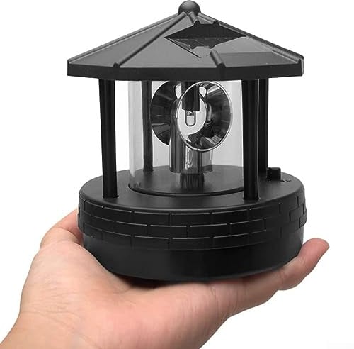 SPORTARC Solarbetriebener LED-Leuchtturm, für 360 Grad drehbare Lampe, wasserdichte Statue, rotierende Lichter für Garten, Hof, Outdoor-Dekor
