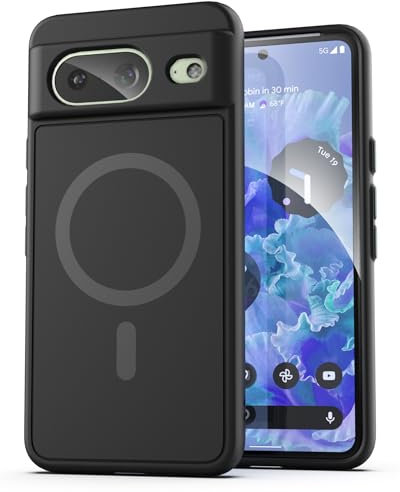 ENCASED Magnetic Case for Google Pixel 8 Compatible with MagSafe Charging & Accessories Black