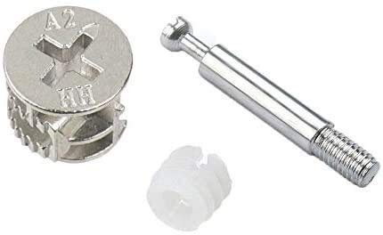 Furniture connector boltscrew fasteners,Stainless Steel Screws 50PS 3 in 1 Furniture Eccentric Wheel Nut Screw Connecting Kit for Dowel Jig Cam Lock Nut Connector Rod Hardware Accessories bolts ( Colo