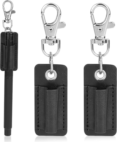 2 x Schlüsselband, Stift-Clip, Anti-Verlust-Umhängeband, tragbarer Leder-Hals, Stifthalter, Schlüsselanhänger