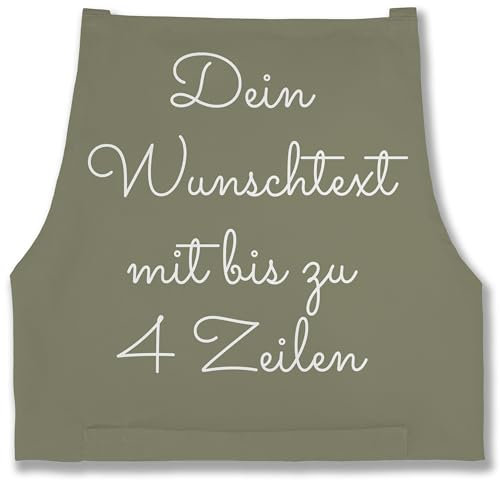 Schürze - Aufdruck selbst gestalten - Wunschtext I Geschenk personalisiert - 85x69 - Sage Grün - kochschürze herren bedrucken kochschuerze maenner personalisierte beschriften backschürze