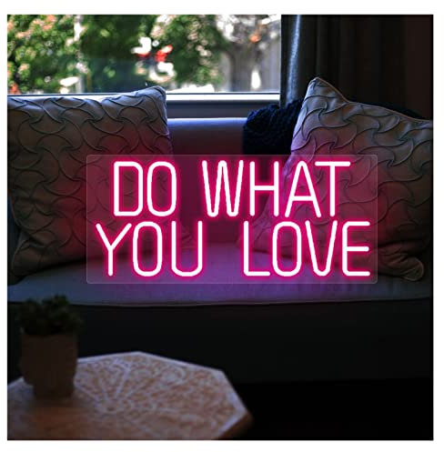 LED Neon Sign Do What You Love Neon Sign,Custom Handmade Led Visual Bar Wall Light Up Sign Neon Decor for Room Party Wall Decor (Pink 50x21cm)