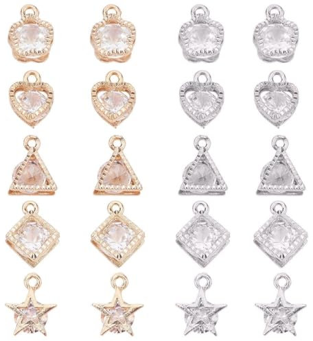 KXUSW DIY Colgantes para Pulseras, 20 Piezas Circonita De Cristal Colgantes del Encanto,Accesorios para Hacer Collares,Pendientes Colgante,para Pulseras, Collares y Pendientes De Bricolaje