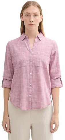 TOM TAILOR Damen Hemdbluse mit Brusttaschen, 16348 - Pink Velvet, 38