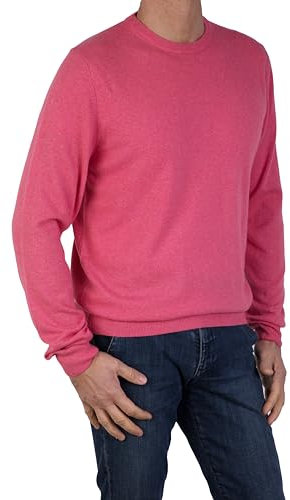 Marenza Girocollo Uomo Manica Lunga Misto Cashmere Seta Made in Italy (XL, Corallo)