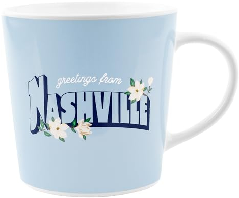 Draper James Kaffeetasse aus Keramik, 340 ml, süße Tasse mit Musikstadt-Druck, spülmaschinen- und mikrowellengeeignet, Grüße aus Nashville