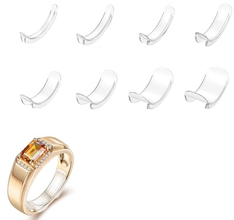 8 Stück Ring Verkleinerung,Ring Verkleinern zu Groß Ringeinlage mit 1 Klebepflaster,Ringeinlage zum Verkleinern,Ring Kleiner Machen Size Adjuster,Ringgrößenversteller für Männer,Frauen