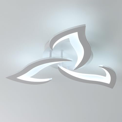 Comely Lamparas de Techo, Modernas Plafon LED 36W 3600LM, Diseño Forma de Flor Lampara de Techo Para Dormitorio Salon Comedor Baño Cocina Pasillo, Luz blanca fría 6500K, Diámetro 58cm,Blanco