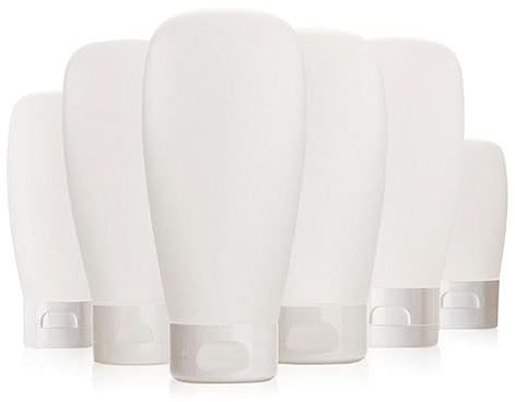 OHEETU Pack of 6 150ml/5oz Clear Plastic Soft Tubes Empty Refillable Cosmetic Squeeze Bottles with Flip Cap Makeup Sample Container Dispenser for Facial Cleanser Shampoo Body Shower Gel