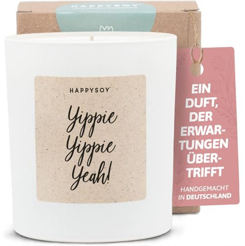 Geschenke für Freunde - Duftkerze mit Spruch - Glückslicht, Dankeschön, Witzig, nachhaltig - Handgemachte Kerze - Sojawachs - Weiß
