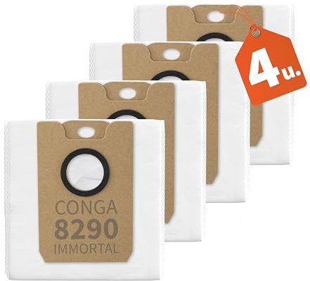 BAKUUM Pack de Bolsas de Polvo Premium para Cecotec Conga 8290 Immortal. Accesorios. Mayor Duración y Filtración Superior. Bolsa de Autovaciado de Aspiración. (Pack 4)