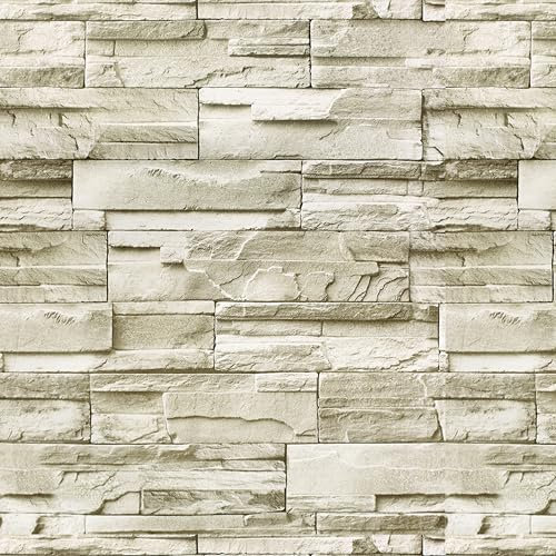 Wallbender Papier Peint Autoadhésif Brique Vintage Décoratif Fond Autocollant Vinyle Amovible Imperméable Faux Pierre Papier Peint Décoratif Film Adhésif pour Cuisine Mur