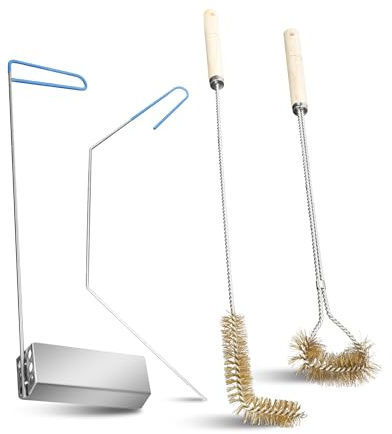 Krysolad 4-In-1 Fryer Cleaning Tools, L Shaped Fryer Cleaning Brush, Deep Fryer Crumb Scoop, Long Handle Deep Fryer Basket Cleaning Brush, Deep Fryer Cleanout Rod, Applies To Commercial Kitchen