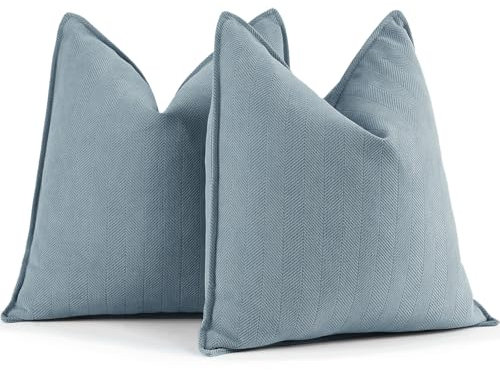 ZWJD Hellblau Kissenbezug 50x50 2er Set Chenille Kissenbezüge Sofakissen Kissenhüllen mit elegantem Design, weiche und luxuriöse dekorative Dekokissen für Couch, Bett und Heimdekoration