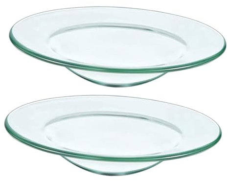 HAWILLOSCH 2 Stück Wachsschmelzer Lampe Aromalampen Ersatz Ölwärmer Duftlampe Glasschale Ersatz Glasschale Kerzenwärmer Platte Wachsschmelzschalen