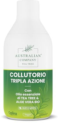 Optima Naturals Triple Action Mundwasser mit Teebaumöl und Bio-Aloe Vera, hilft Mundhöhle sauber zu halten und Zahnsteinbildung zu verhindern, Minzgeschmack
