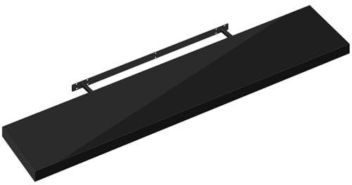 eSituro Black Floating Shelf for Living Room Decor, Kitchen Shelf Wall Mounted with Storage, 120cm long