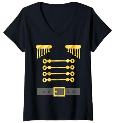 Femme Costume de soldat Casse-noisette de Noël pour hommes, garçons et enfants T-Shirt avec Col en V
