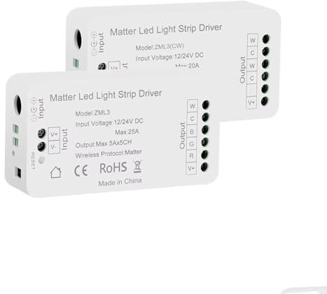 BENEXMART Matter Over WiFi LED-Licht-Streifenlicht-Controller, CW, Smart-LED-Treiber, unterstützt Alexa, Google Home App-Steuerung