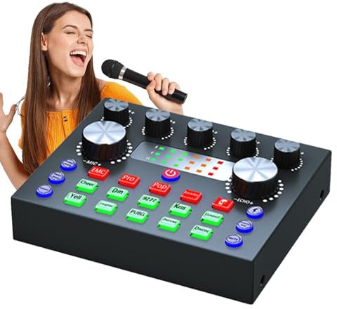 V8 Professional Audio Mixer - Sound Card Mixer for Live Streaming | Audio Mixer with Sound Card for Karaoke from and Live Streaming 7 Recording Modes