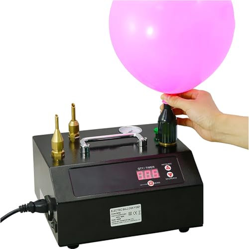 WFUAHA Gonfleur de Pompe à Ballon électrique, Pompe à gaz à hélium électrique avec 3 Buses d'air, manomètre, pédale, Tube de Connexion à l'hélium, pour événements, Festivals, fêtes et célébrations