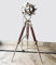 Gulvintilabcal Classic Theatre Spot Light with Solid Wooden Tripod - Floor Lamp Vintage Retro Style Searchlight