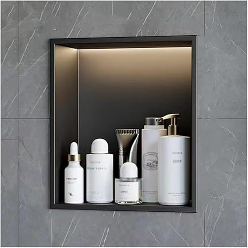 TUPOSTAR Duschnische, Einbaunische FüR NassräUme Aus Edelstahl, Einbauregal FüR Dusche, Wasserdichter Dusch-Organizer, Badregale FüR Zuhause, Schlafzimmer, Wohnzimmer,Schwarz,32x32cm