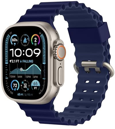Higgs Ocean Correa de Silicona Deportiva Compatibles con Apple Watch 49mm /46mm/ 45mm /44mm /42mm- Correas Para Series Ultra/Ultra 2/10/9/8/7/6/5/4/3/2/1/SE - Perforada Transpirable - Hombre y Mujer