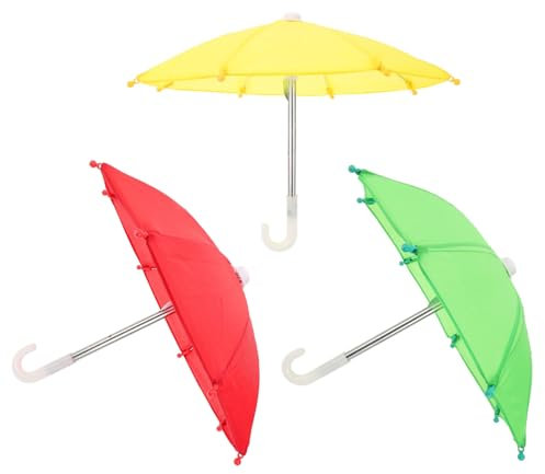 Happyyami 3stücke Puppenschirm Puppenhausschirm Miniatur Mini-Regenschirm Mikroszenenschirm Miniaturmöbel Puppenreisespielzeug Rollenspielzubehör Puppenhaus Zubehör
