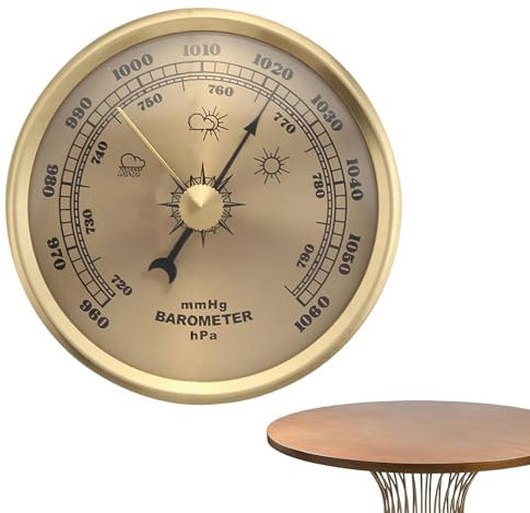 Zifferblatt Barometer - Analoges Hygrometer, Luftdruckmesser | Wandstation Wandmontage, präzise Vorhersage von Luftfeuchtigkeit und Temperatur für Häuser, Büros, Gewächshäuser und Workshops