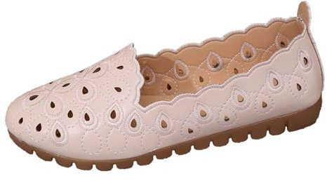 Zapatos de Mujer 36 Subasta Casual Mocasines para Mujer Transpirable Cómodo Plano para Diario con Vaqueros, Pantalones Cortos, Pantalones, Primavera Verano Caminar Ligero Zapatos Cordones Mujer, beige