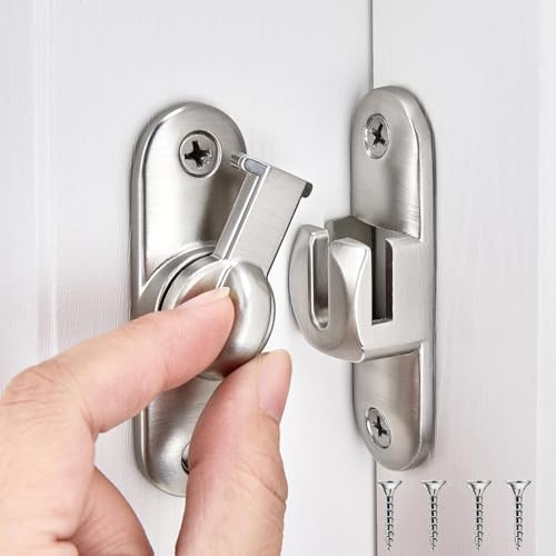 LuyoNova Verrou Porte Coulissante,90/180 Degrés Serrure Porte Interieure Avec Vis Loquet Porte Crochet Porte Fermeture Porte Coulissante Loquet Porte Coulissante,pour Porte Fenêtre Chambre Salle Bain
