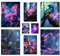 ARTFAVES® Poster Set - Futuristic Neon Forest - mehrteilige Wanddeko Gamingzimmer & Jugendzimmer - 8 moderne Wandbilder lila, avatar, biolumineszenz, wald, futuristisch - ohne Bilderrahmen