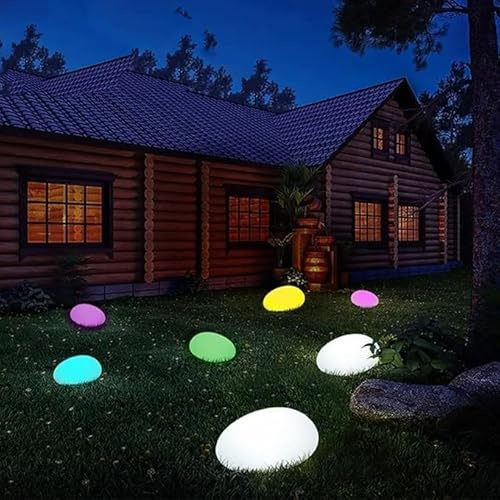 Lumière de galets solaire, galets, éclairage solaire LED étanche Jardin Lampe de pierre Lampe de sol Lampe murale extérieure pour chemin de cour de paysage extérieur (Couleur Lumière, 1 emballage)