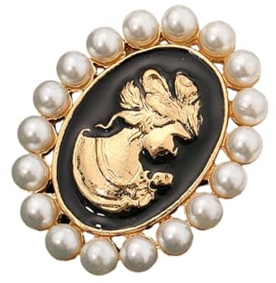 Viktorianische Kamee-Brosche mit Strasssteinen und Perlen, Akzent für Frauen, eleganter Vintage-Schmuck, Vintage-Brosche für formelle Anlässe, Large, Wie beschrieben